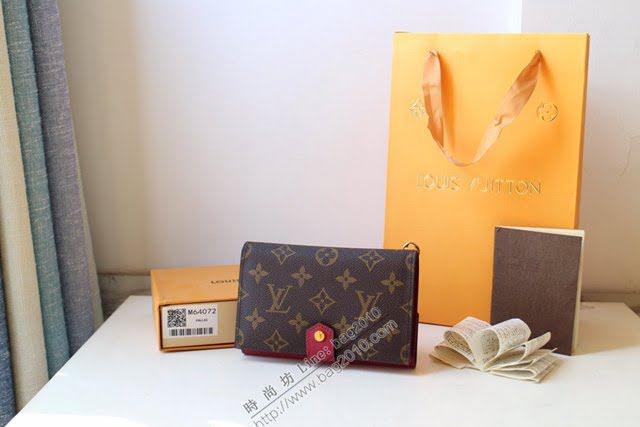 lv錢包 Pallas錢夾 M60140紫紅 lv小牛皮翻蓋女錢包  lvqb1049